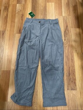 HALARA Women’s wide leg Slate Blue Corduroy Pleated Pants with pockets